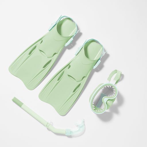 Aletas + Máscara + Snorkel Marble - Verde
