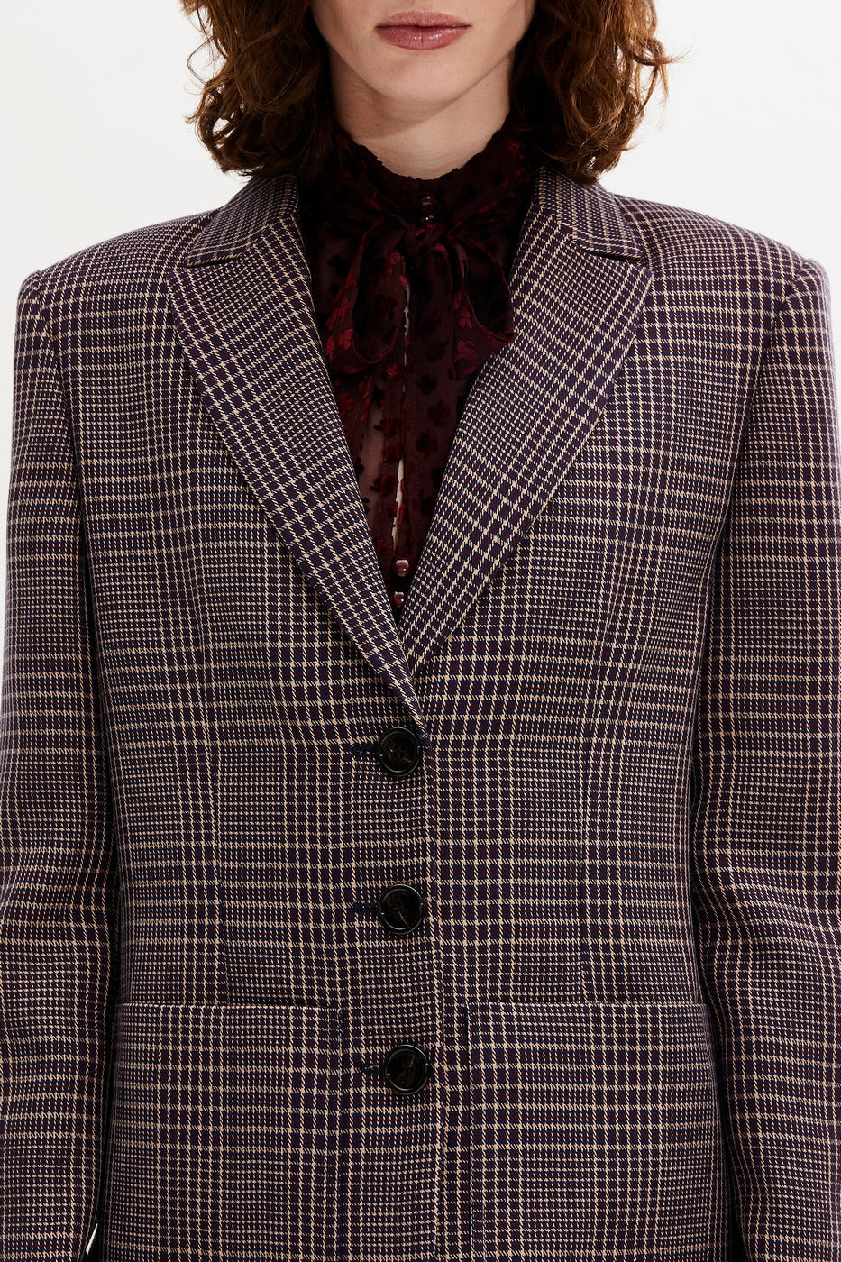 Veste - Carreaux Navy Et Brown - Femme
