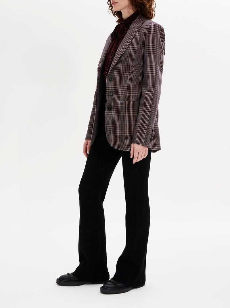 Veste - Carreaux Navy Et Brown - Femme