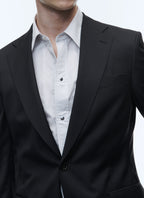 Plain Twill Suit Jacket - Black