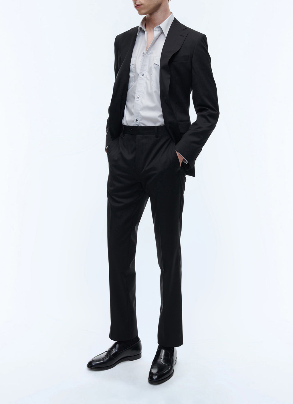 Plain Twill Suit Jacket - Black