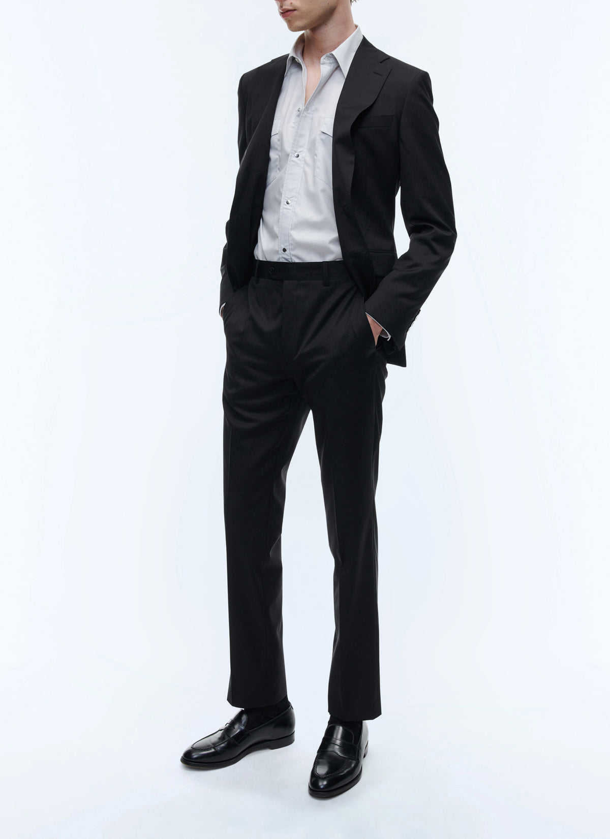 Plain Twill Suit Jacket - Black