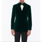 Double-breasted Velvet Tuxedo Jacket - Fir Green