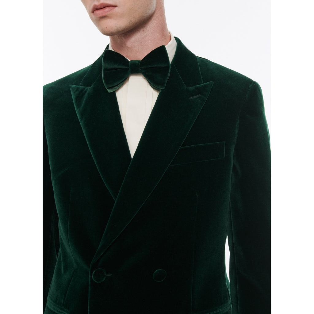 Double-breasted Velvet Tuxedo Jacket - Fir Green