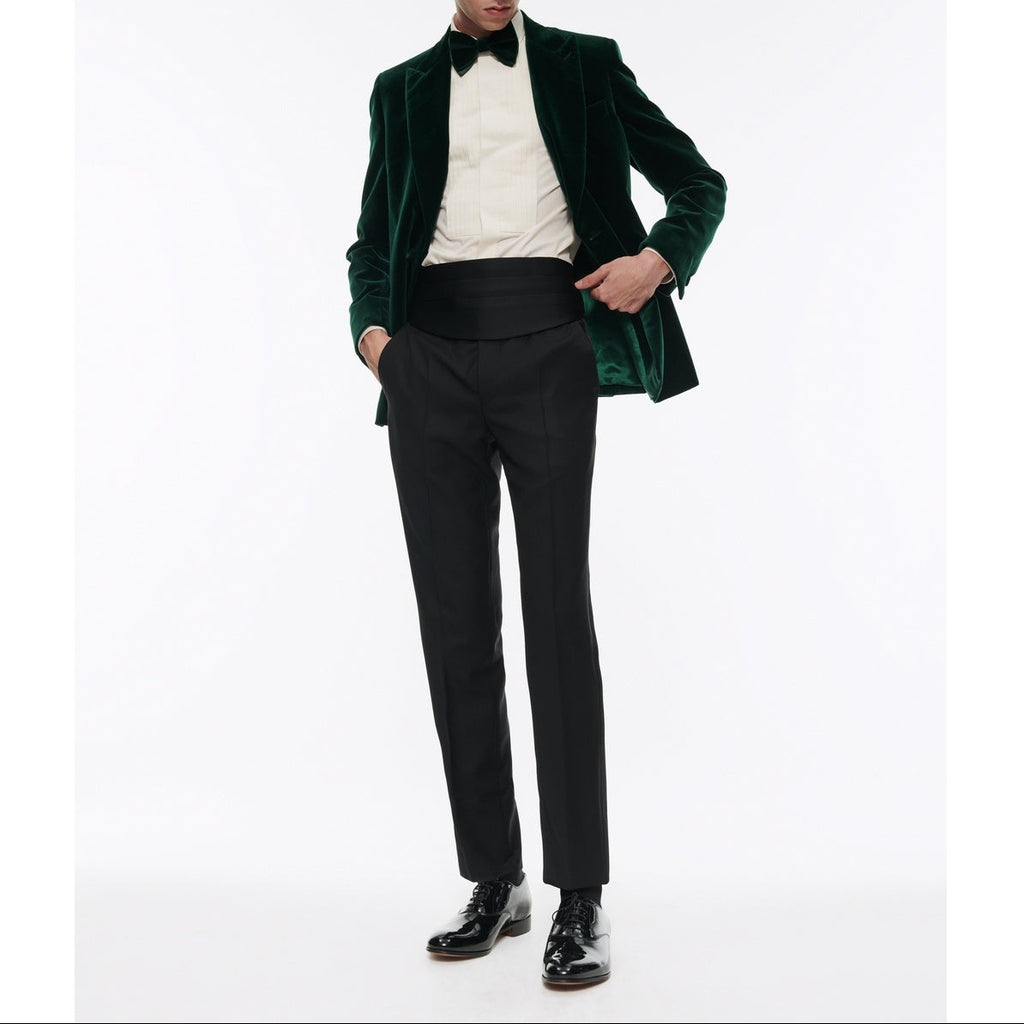 Double-breasted Velvet Tuxedo Jacket - Fir Green