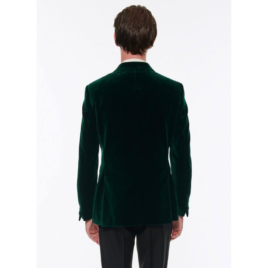 Double-breasted Velvet Tuxedo Jacket - Fir Green