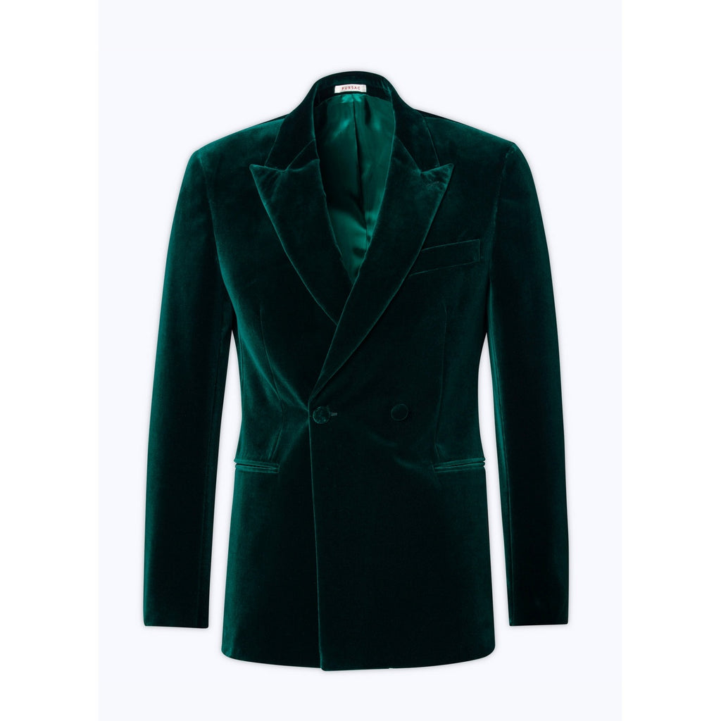 Double-breasted Velvet Tuxedo Jacket - Fir Green