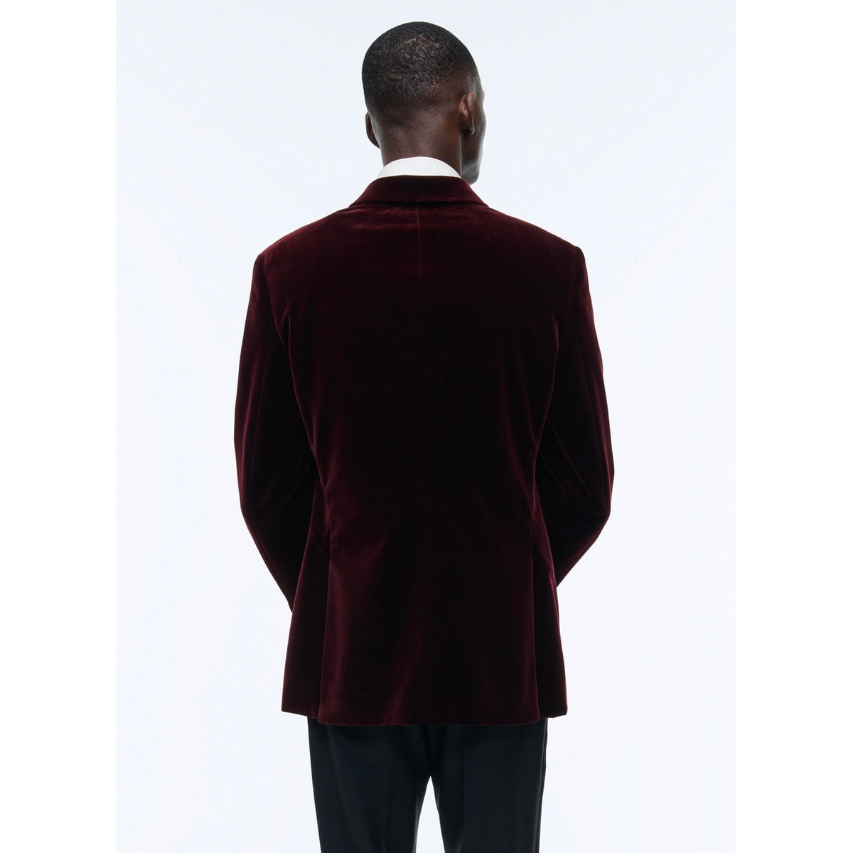 Double-breasted Velvet Tuxedo Jacket - Burgundy