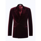 Double-breasted Velvet Tuxedo Jacket - Burgundy