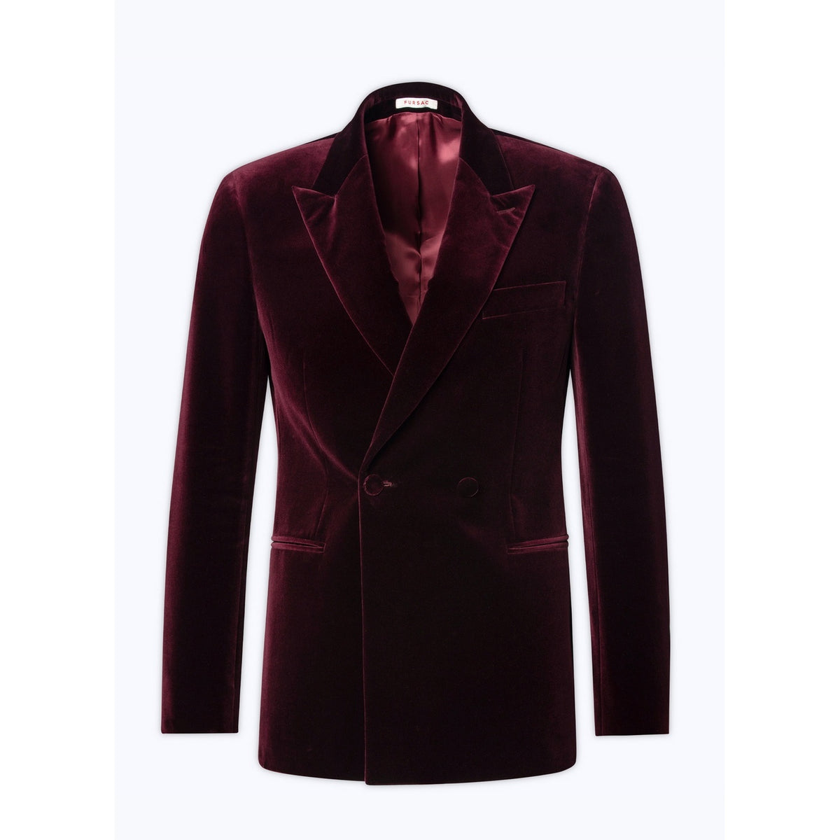Double-breasted Velvet Tuxedo Jacket - Burgundy