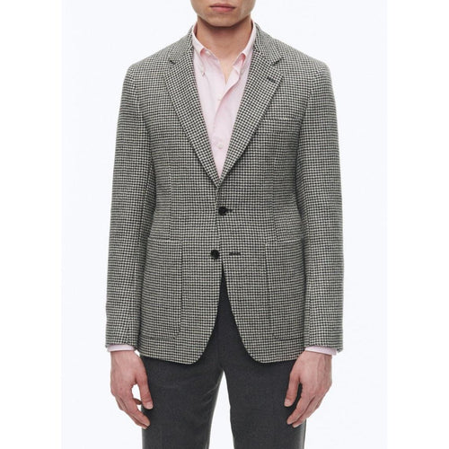 Veste Droite En Laine Vierge - Pied De Poule Noir Et Blanc