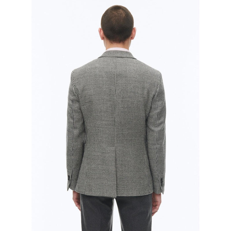 Veste Droite En Laine Vierge - Pied De Poule Noir Et Blanc
