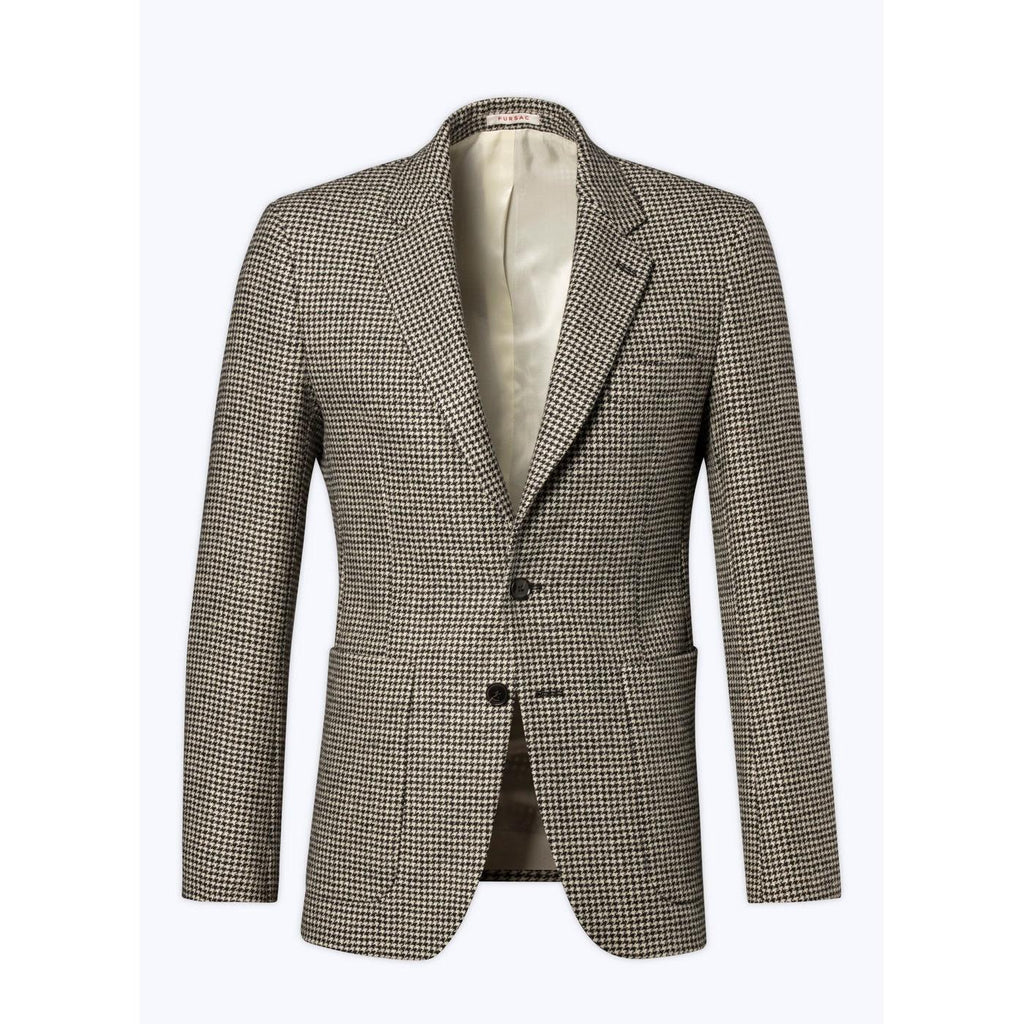 Chaqueta Recta de Lana Virgen - Pata de Gallo Blanca y Negra