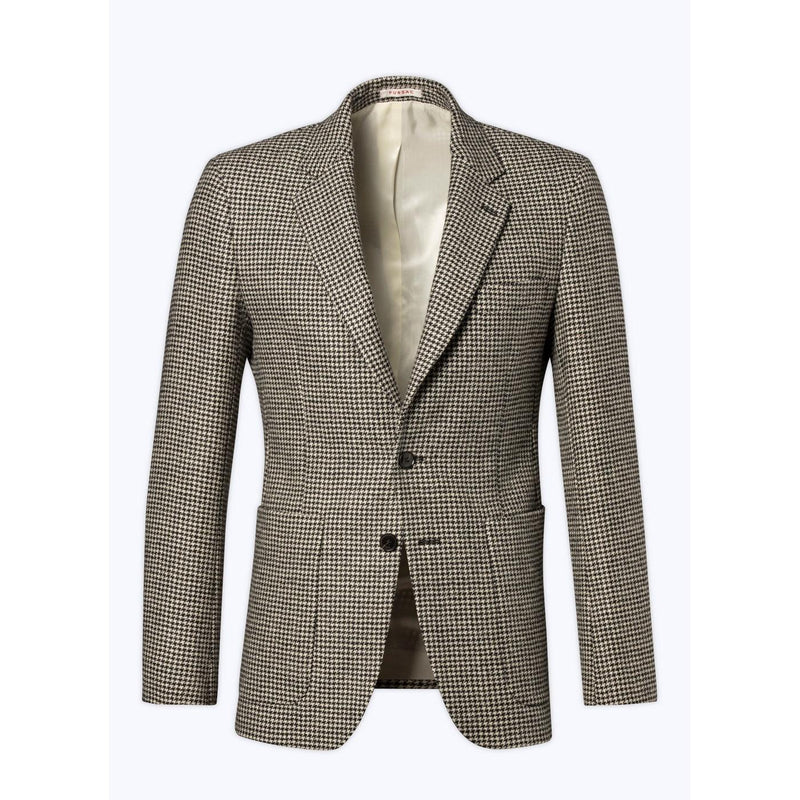 Chaqueta Recta de Lana Virgen - Pata de Gallo Blanca y Negra