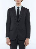 Chaqueta De Traje En Sarga Lisa - Negro