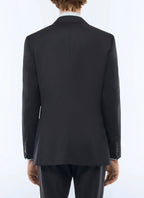 Chaqueta De Traje En Sarga Lisa - Negro