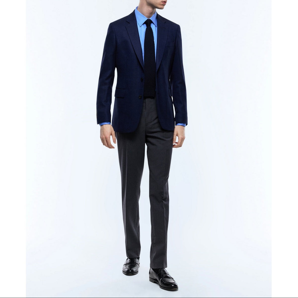 Veste En Natté De Laine - Bleu Marine
