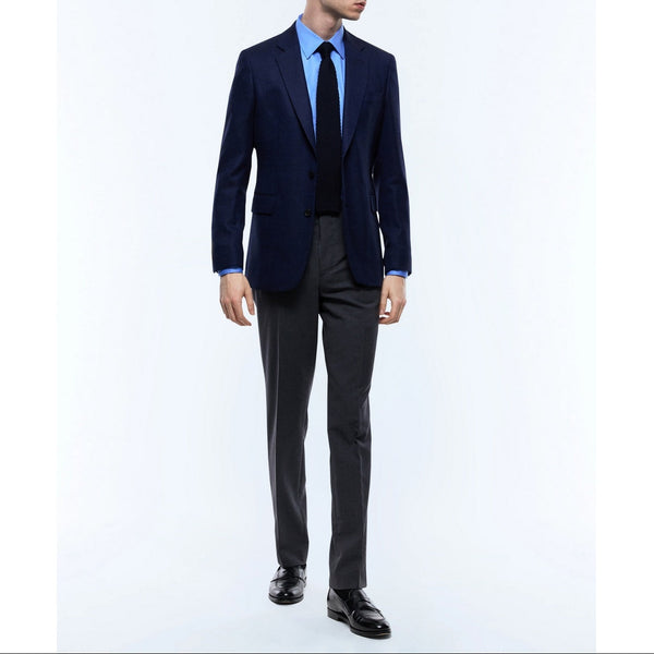 Hopsack Wool Jacket - Navy Blue