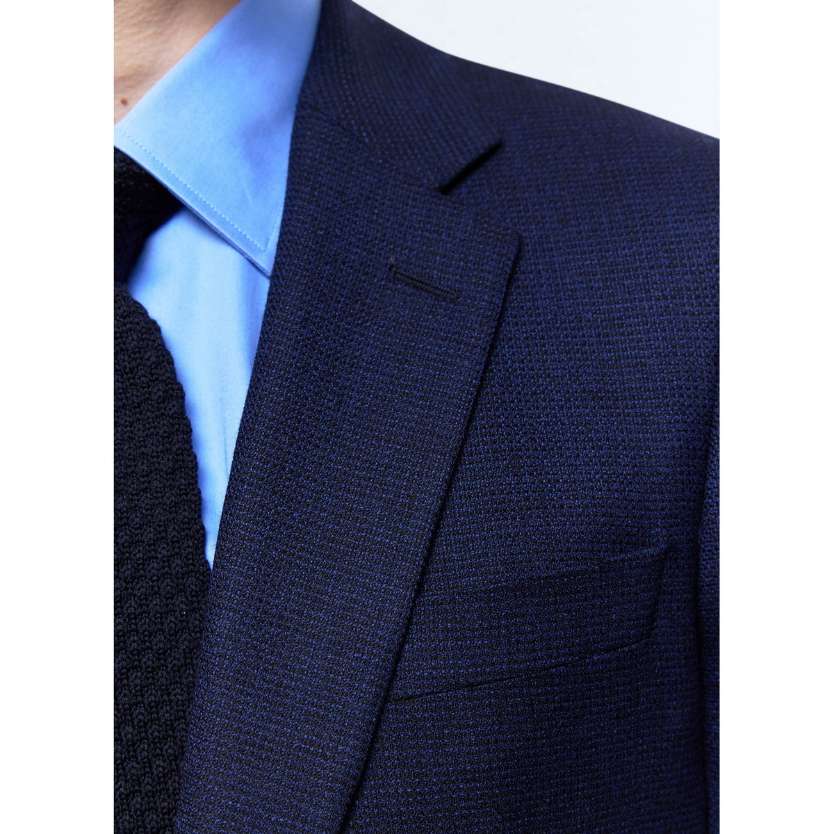 Veste En Natté De Laine - Bleu Marine