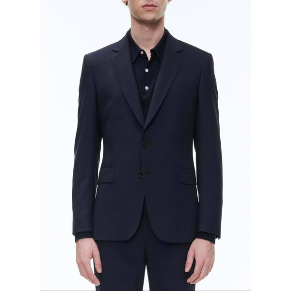 Chaqueta de traje en lona de lana azul marino - Carbono - Hombre