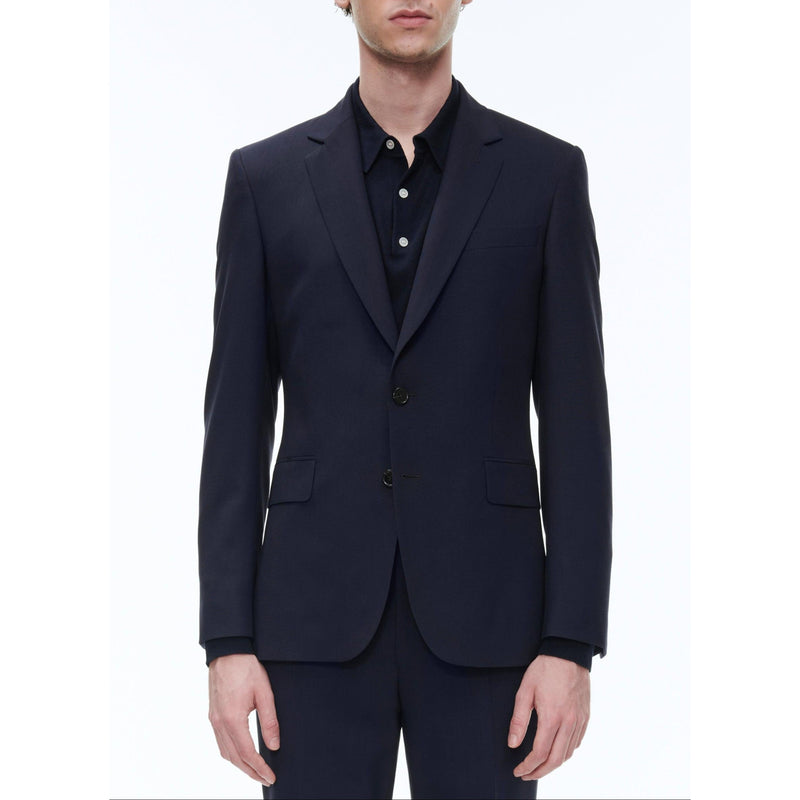 Chaqueta de traje en lona de lana azul marino - Carbono - Hombre