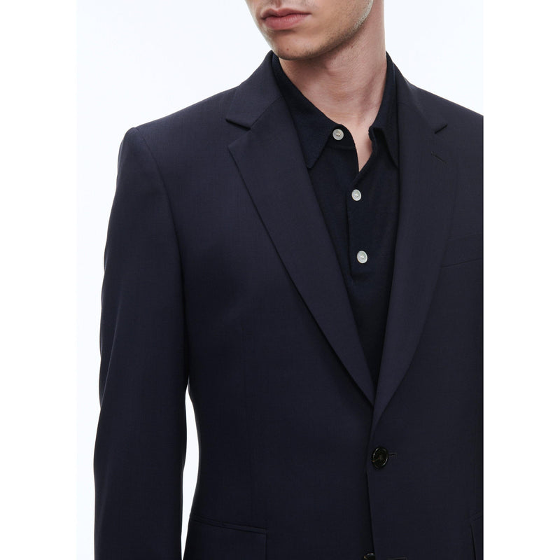 Chaqueta de traje en lona de lana azul marino - Carbono - Hombre