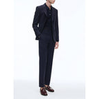Chaqueta de traje en lona de lana azul marino - Carbono - Hombre