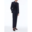 Chaqueta de traje en lona de lana azul marino - Carbono - Hombre