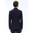 Chaqueta de traje en lona de lana azul marino - Carbono - Hombre