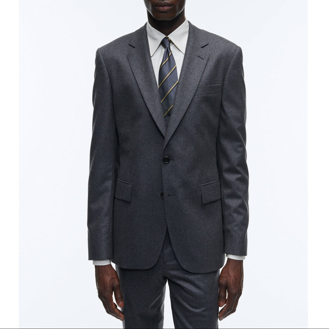 Fursac - Chaqueta Lisa De Franela Stretch Gris Oscuro - Acero