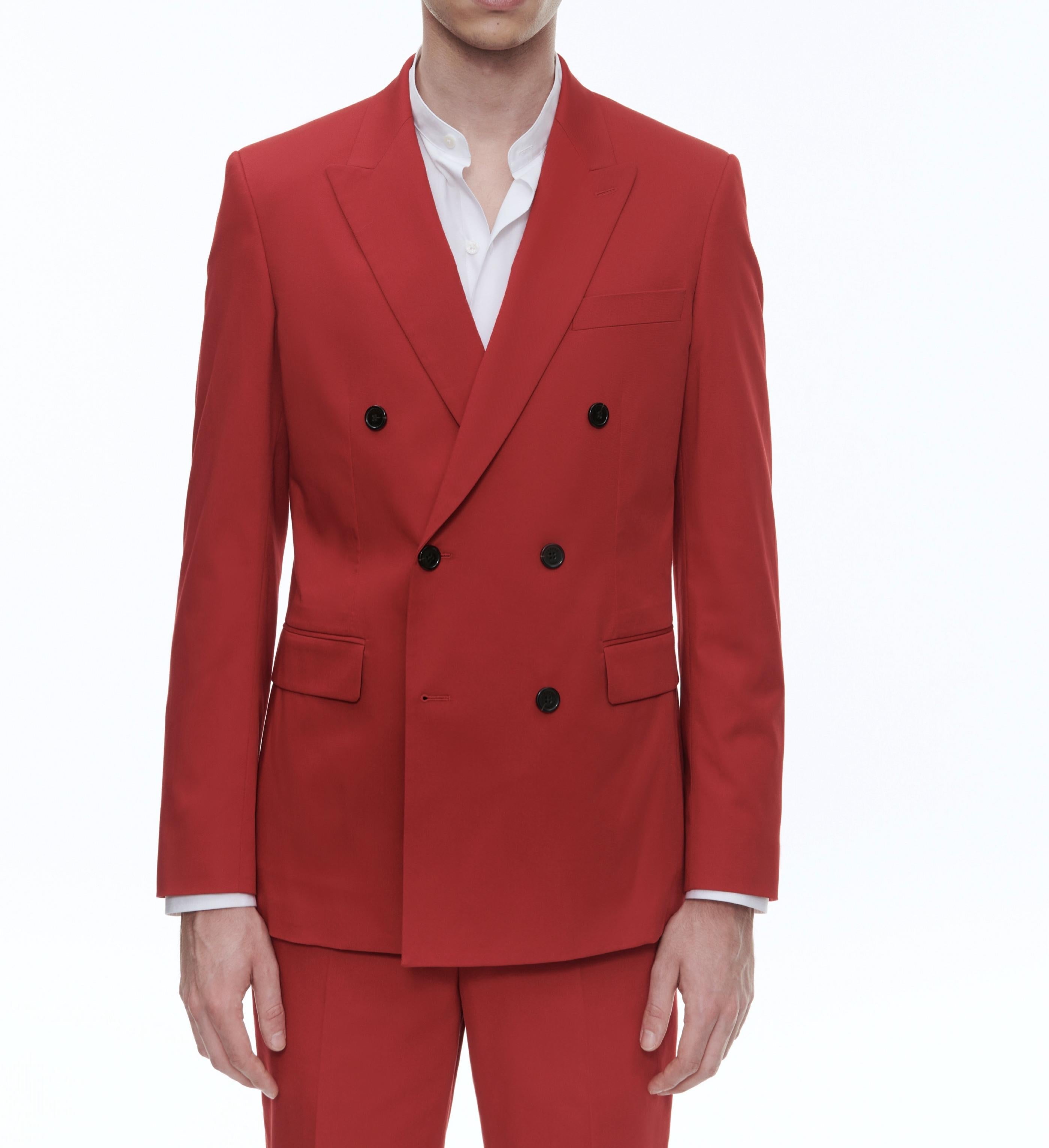 Fursac - Chaqueta cruzada de gabardina de algodón - Bermellón - Hombre
