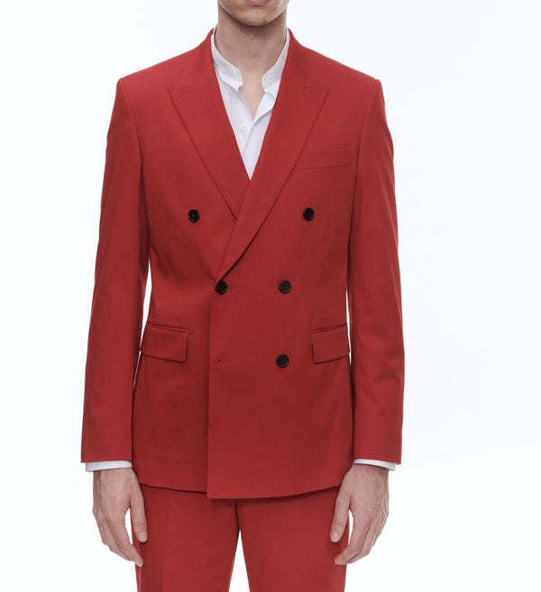 Fursac - Chaqueta cruzada de gabardina de algodón - Bermellón - Hombre