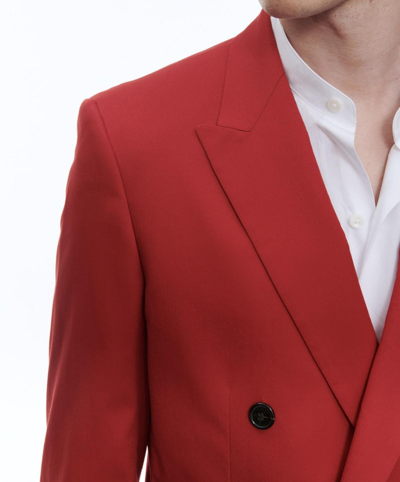 Fursac - Veste Croisée En Gabardine De Coton - Vermillon - Homme