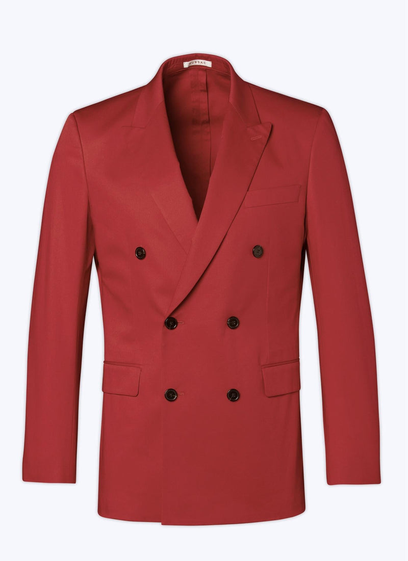 Fursac - Veste Croisée En Gabardine De Coton - Vermillon - Homme