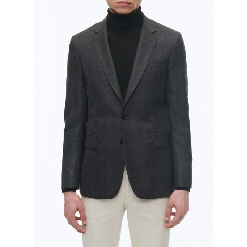 Chaqueta ajustada de tejido de cestería de lana - Antracita
