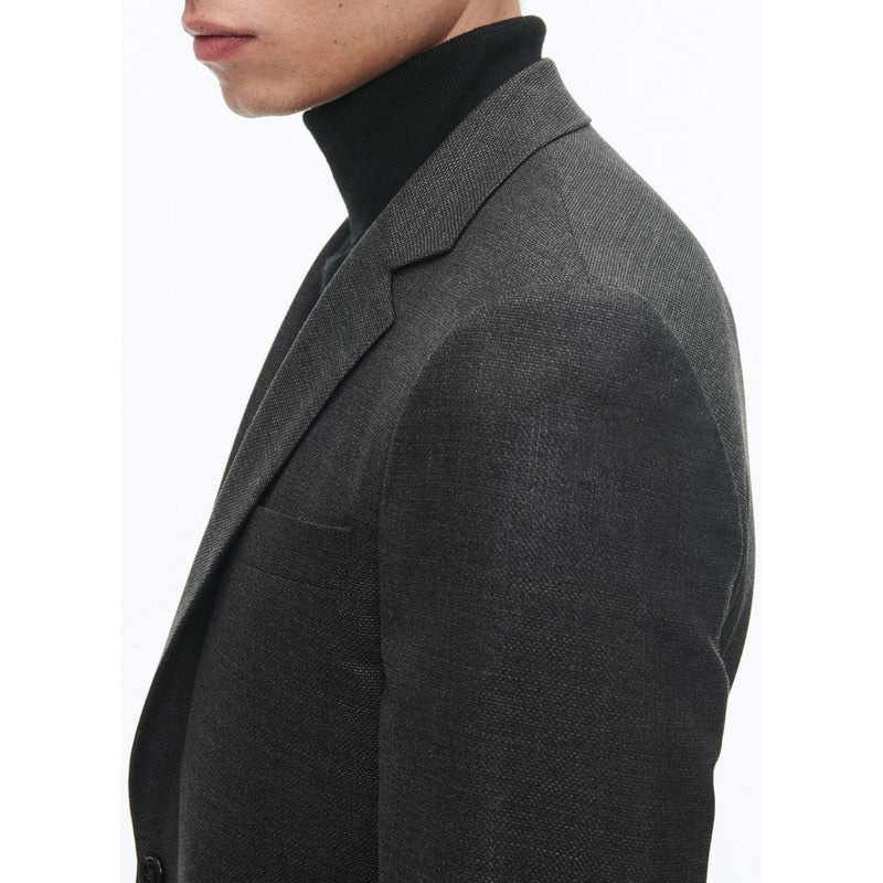 Chaqueta ajustada de tejido de cestería de lana - Antracita
