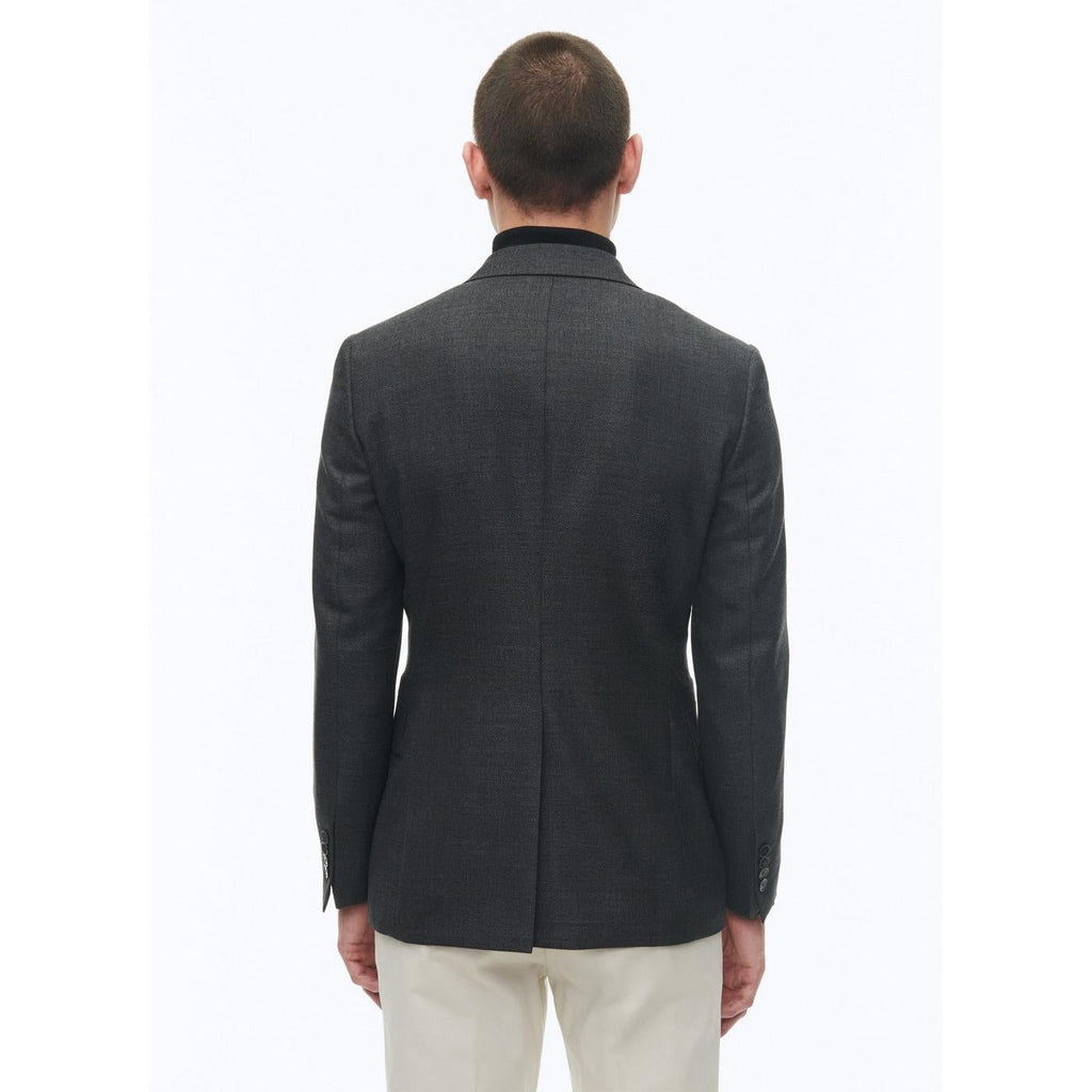 Chaqueta ajustada de tejido de cestería de lana - Antracita