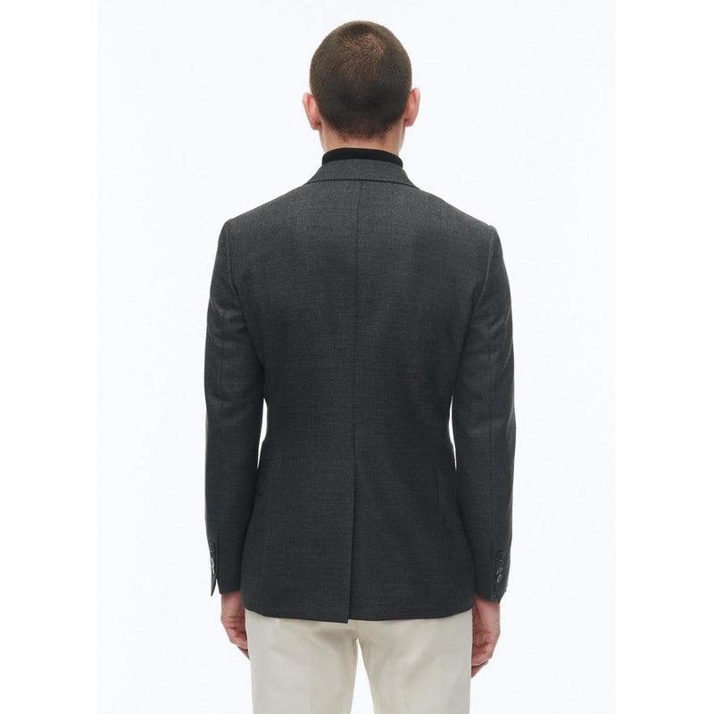 Chaqueta ajustada de tejido de cestería de lana - Antracita