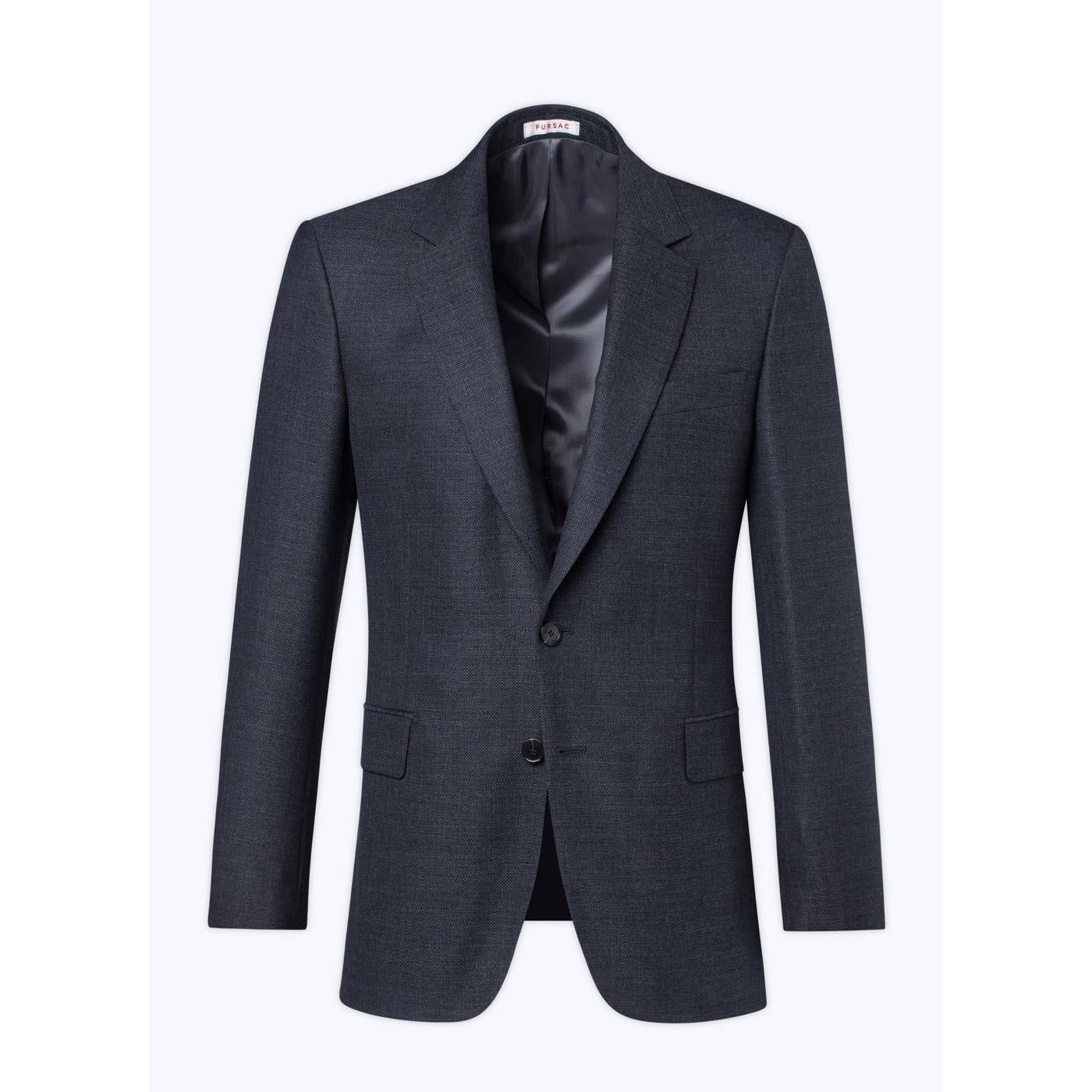 Chaqueta ajustada de tejido de cestería de lana - Antracita