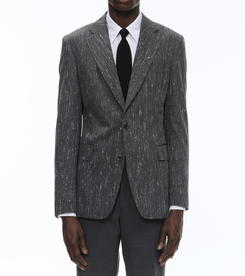 Fursac - Veste En Serge De Laine Mouchetée - Acier - Homme