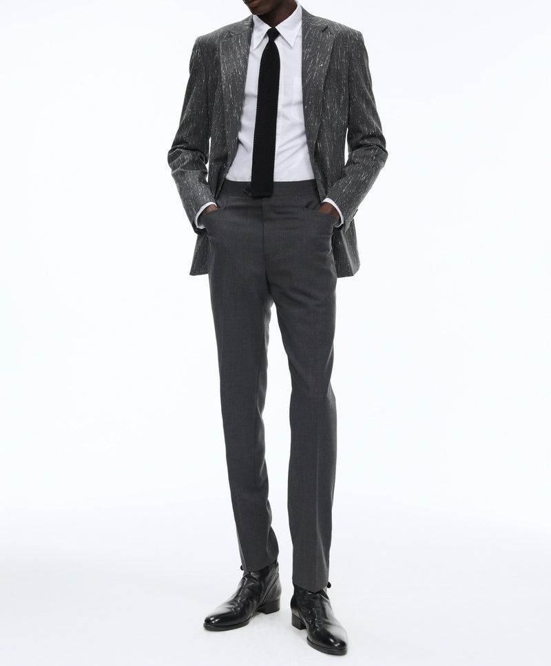 Fursac - Veste En Serge De Laine Mouchetée - Acier - Homme
