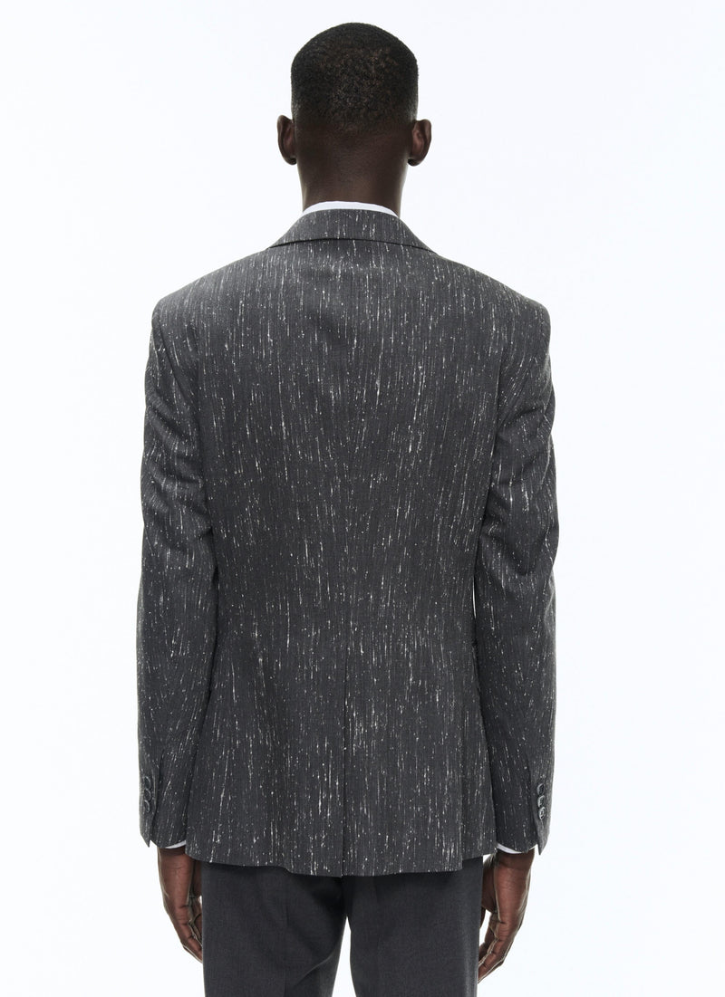 Fursac - Veste En Serge De Laine Mouchetée - Acier - Homme