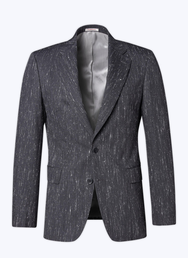 Fursac - Veste En Serge De Laine Mouchetée - Acier - Homme