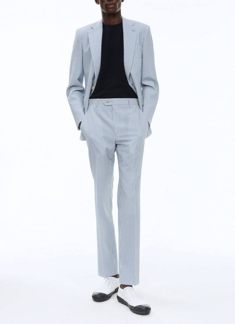 Fursac - Veste En Seersucker De Laine À Rayures - Saphir - Homme