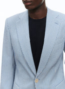Fursac - Veste En Seersucker De Laine À Rayures - Saphir - Homme