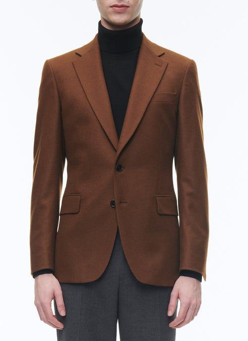 Fursac - Veste Ajustée En Flanelle De Laine - Cannelle - Homme