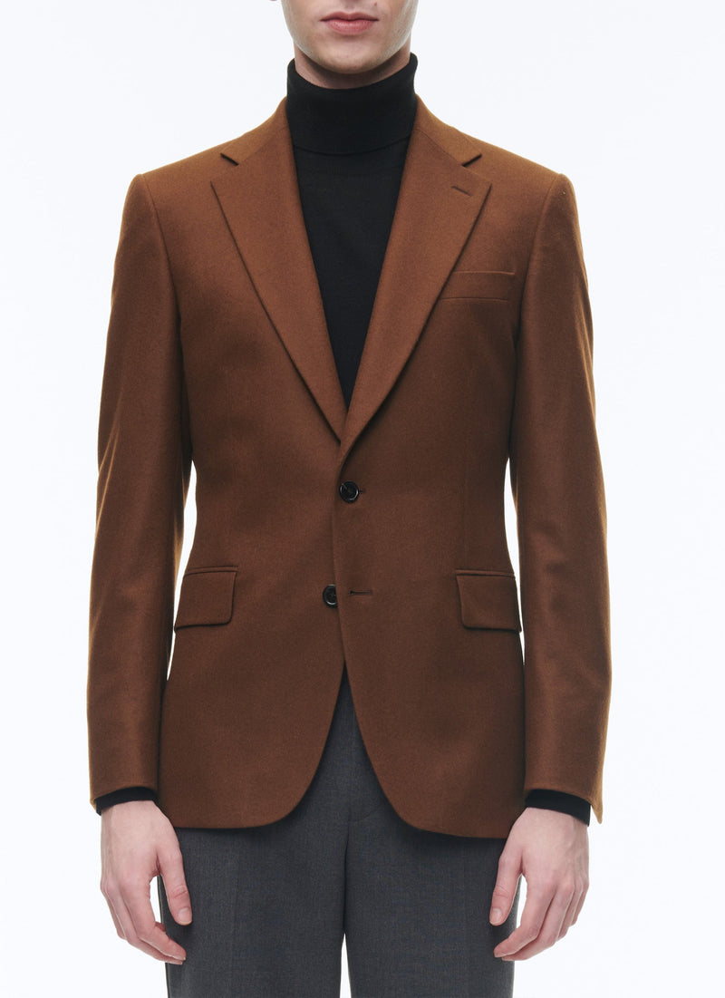 Fursac - Veste Ajustée En Flanelle De Laine - Cannelle - Homme