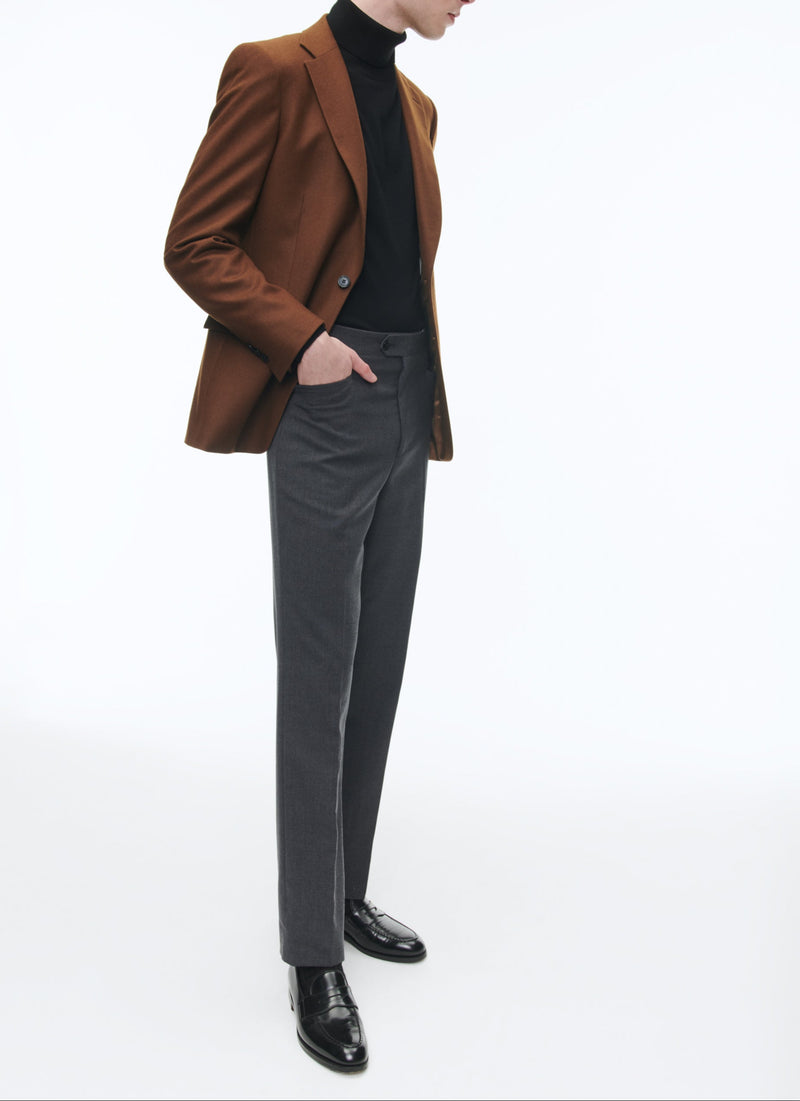 Fursac - Veste Ajustée En Flanelle De Laine - Cannelle - Homme