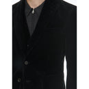 Veste Droite En Velours Côtelé - Noir