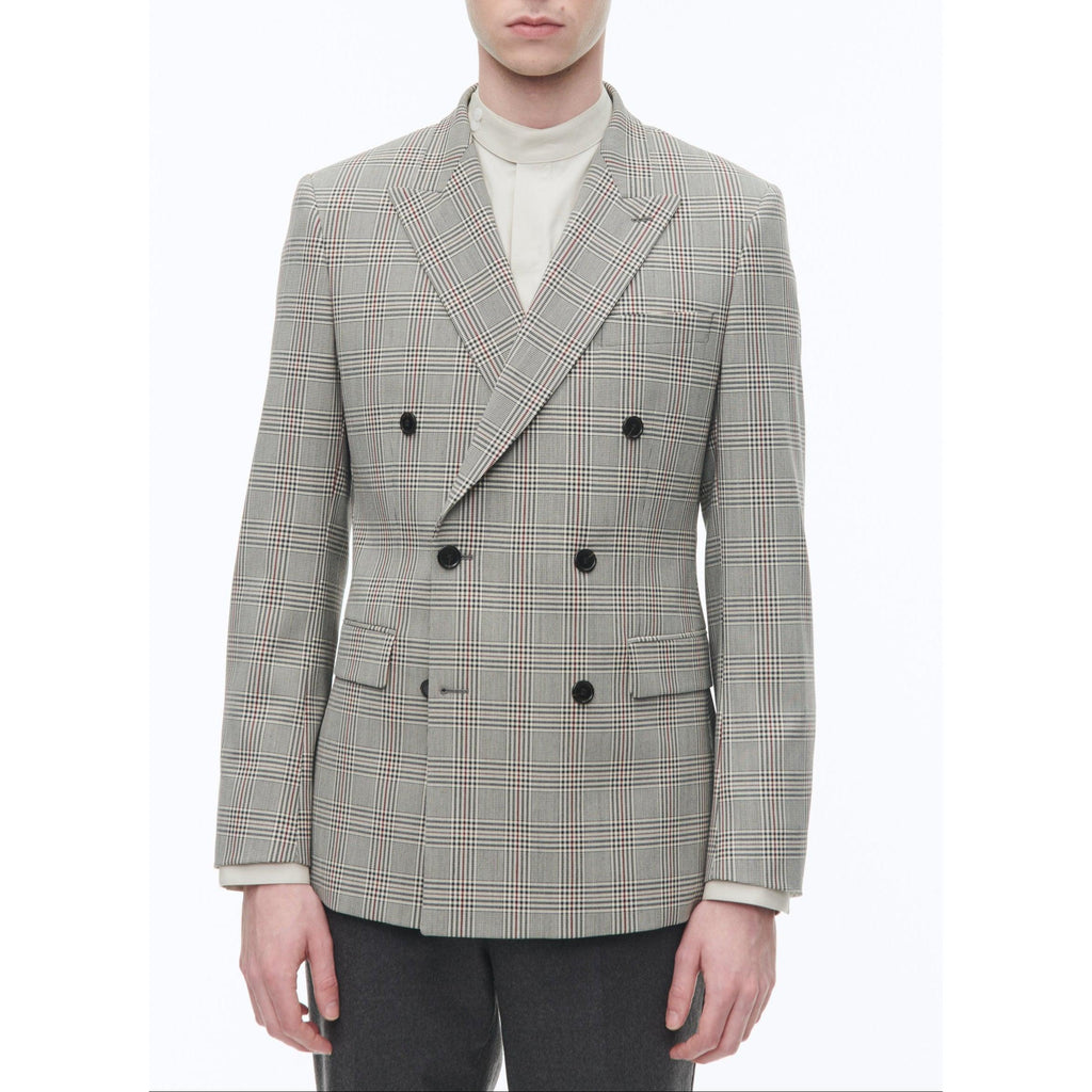 Chaqueta De Mezcla De Lana De Doble Botonadura - Blanco Y Negro